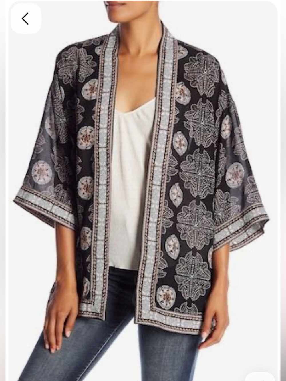 Max Studio Printed Open Front Kimono